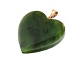 14k Yellow Gold Simple Chunky Green Nephrite Jade Heart Pendant