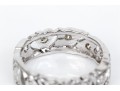 Platinum Vintage Heart Motif Diamond Set Eternity Band, App. 0.18 TCW, Size 5.5