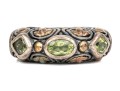 Sterling Silver And 18k Ornate Peridot Set Chunky Band Ring, Size 6.75