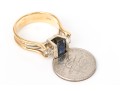 14k Yellow Gold Sapphire And Diamond Three Stone Ring, App. 0.42 TCW In Diamonds, Size 7