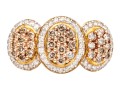 10k Yellow Gold Impactful Brown And White Diamond Cluster Dome Ring, App. 0.76 TCW, Size 6