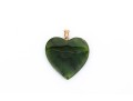 14k Yellow Gold Simple Chunky Green Nephrite Jade Heart Pendant