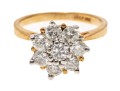 10k Yellow Gold Moissanite Cluster Ring, Size 6.25