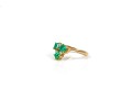 14k Yellow Gold Lovely Emerald And Diamond Cluster Ring, App. 0.06 TCW, Size 5