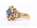 14k Yellow Gold Vintage Sapphire And Diamond Cluster Ring, App. 0.20 TCW, Size 7