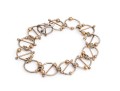 Sterling Silver And 14k Yellow Gold Fun Contemporary Open Circle Motif Bracelet