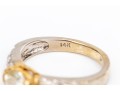 14k Gold Horizontal Cz Center Patterned Side Ring Size 7.25