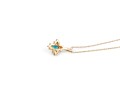14k Yellow Gold Blue Topaz And Diamond Set Cluster Pendant With Gold Filled Chain, 0.12 TCW