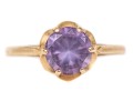 14k Yellow Gold Vintage Synthetic Purple Sapphire Solitaire Ring, Size 6.25