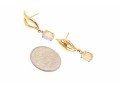 14k Yellow Gold Retro Swirl And White Opal Drop Pendant Earrings