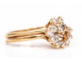 14k Yellow Gold Vintage Diamond And Guard Ring Cluster, Paired, App. 0.30 TCW, Size 5.5