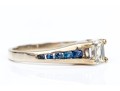 14k White Gold Asscher Cut Diamond Ring, App. 0.72 CTS, With Sapphires, Size 8.5