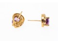 10k Yellow Gold Pear Amethyst And Diamond Set Earrings, App. 0.06 TCW