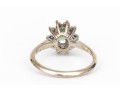 14k White Gold Emerald And Diamond Halo Ring, App. 0.10 TCW Size 3.25