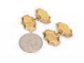 14k Yellow Gold Vintage Elongated Scalloped Edge Cufflinks, Loose Links Style