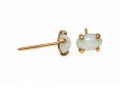 14k Yellow Gold Simple White Opal Stud Earrings