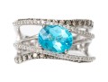 Levian 14k White Gold Blue Topaz And Diamond Ring, Diamonds App. 0.52 TCW, Size 7