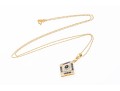 14k Yellow Gold Retro Sapphire And Diamond Set Pendant, With Chain