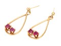 14k And 10k Yellow Gold Ruby Set Drop Pendant Earrings, App. 1.20 TCW