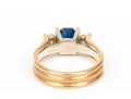14k Yellow Gold Sapphire And Diamond Three Stone Ring, App. 0.42 TCW In Diamonds, Size 7