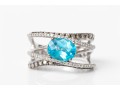 Levian 14k White Gold Blue Topaz And Diamond Ring, Diamonds App. 0.52 TCW, Size 7