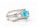 Levian 14k White Gold Blue Topaz And Diamond Ring, Diamonds App. 0.52 TCW, Size 7