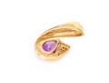 14k Yellow Gold Contemporary Pear Amethyst And Channel Diamond Swirl Pendant