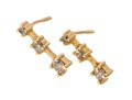 14k Yellow Gold White Sapphire Stacked Pendant Earrings