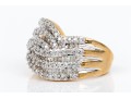 14k Yellow Gold Ultra Wide Bypass Diamond Dome Ring, App. 1.24 TCW, Size 7