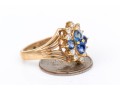 14k Yellow Gold Vintage Sapphire And Diamond Cluster Ring, App. 0.20 TCW, Size 7
