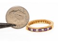 14k Yellow Gold Princess Cut Amethyst And Diamond Set Band Ring, App. 0.12 TCW, Size 6.75