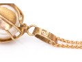 14k Yellow Gold Striking Stacked Baroque Cultured Pearl And Foliate Pendant, With Chain