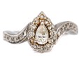 14k White Gold Pear Diamond, App. 0.16 CTS, And White Sapphire Set Ring, Size 6