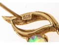 14k Yellow Gold Retro Swirl And White Opal Drop Pendant Earrings