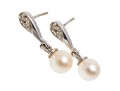 14k And 10k Gold Drop Cultured Pearl Pendant Earrings 