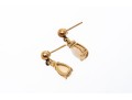 14k Yellow Gold Pretty Diamond Accented Pear White Opal Drop Pendant Earrings