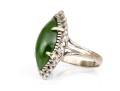 10k White Gold Marquise Cabachon Nephrite Jade Ring, Size 6