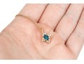 14k Yellow Gold Blue Topaz And Diamond Set Cluster Pendant With Gold Filled Chain, 0.12 TCW
