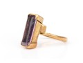 14k Yellow Gold Vintage Emerald Cut Synthetic Purple Spinel Ring, Size 3.75