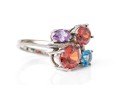 Sterling Silver Striking Colorful Cz Cluster Ring, Size 7.25