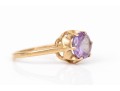 14k Yellow Gold Vintage Synthetic Purple Sapphire Solitaire Ring, Size 6.25