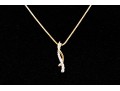 14k Gold Retro Diamond Set Twist Pendant, App. 0.17 TCW, With Chain