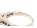 14k White Gold Asscher Cut Diamond Ring, App. 0.72 CTS, With Sapphires, Size 8.5