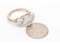 14k White Gold Beautiful Horizontal Diamond Cluster Ring, App. 0.74 TCW, Size 4.75