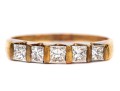 14k Yellow Gold Lovely Princess Cut Diamond Band Ring, App. 0.70 TCW, Size 7