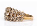 14k Yellow Gold Striking Three Row Diamond Dome Ring, App. 0.69 TCW, Size 5