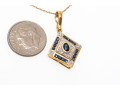 14k Yellow Gold Retro Sapphire And Diamond Set Pendant, With Chain