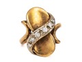 14k Yellow Gold Striking Vertical Profile Diamond Set Ring, App. 0.08 TCW, Size 2.75