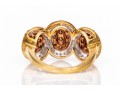 10k Yellow Gold Impactful Brown And White Diamond Cluster Dome Ring, App. 0.76 TCW, Size 6