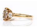 14k Yellow Gold Marquise And Round Diamond Three Stone Ring, App. 0.84 TCW, Size 6
